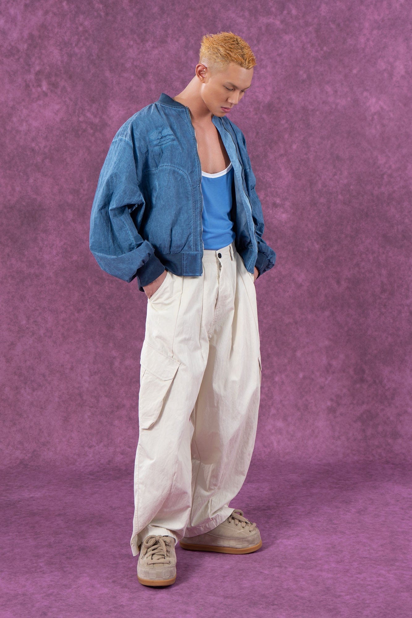 Cropped Crinkled Bomber Jacket