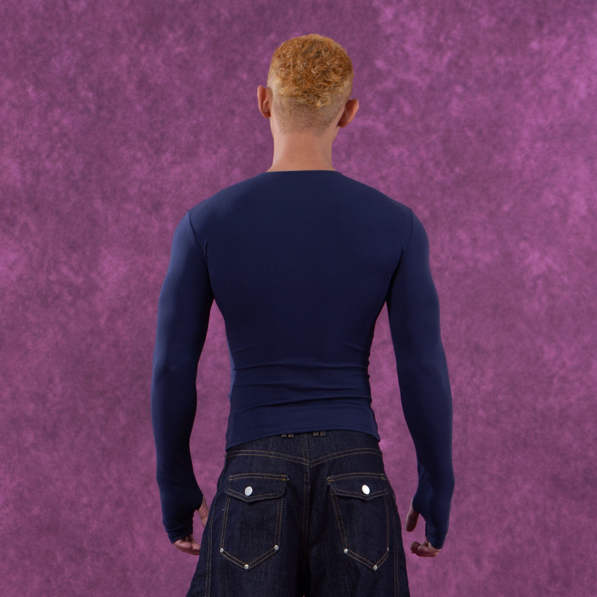 Navy Varsity Zip Up Top