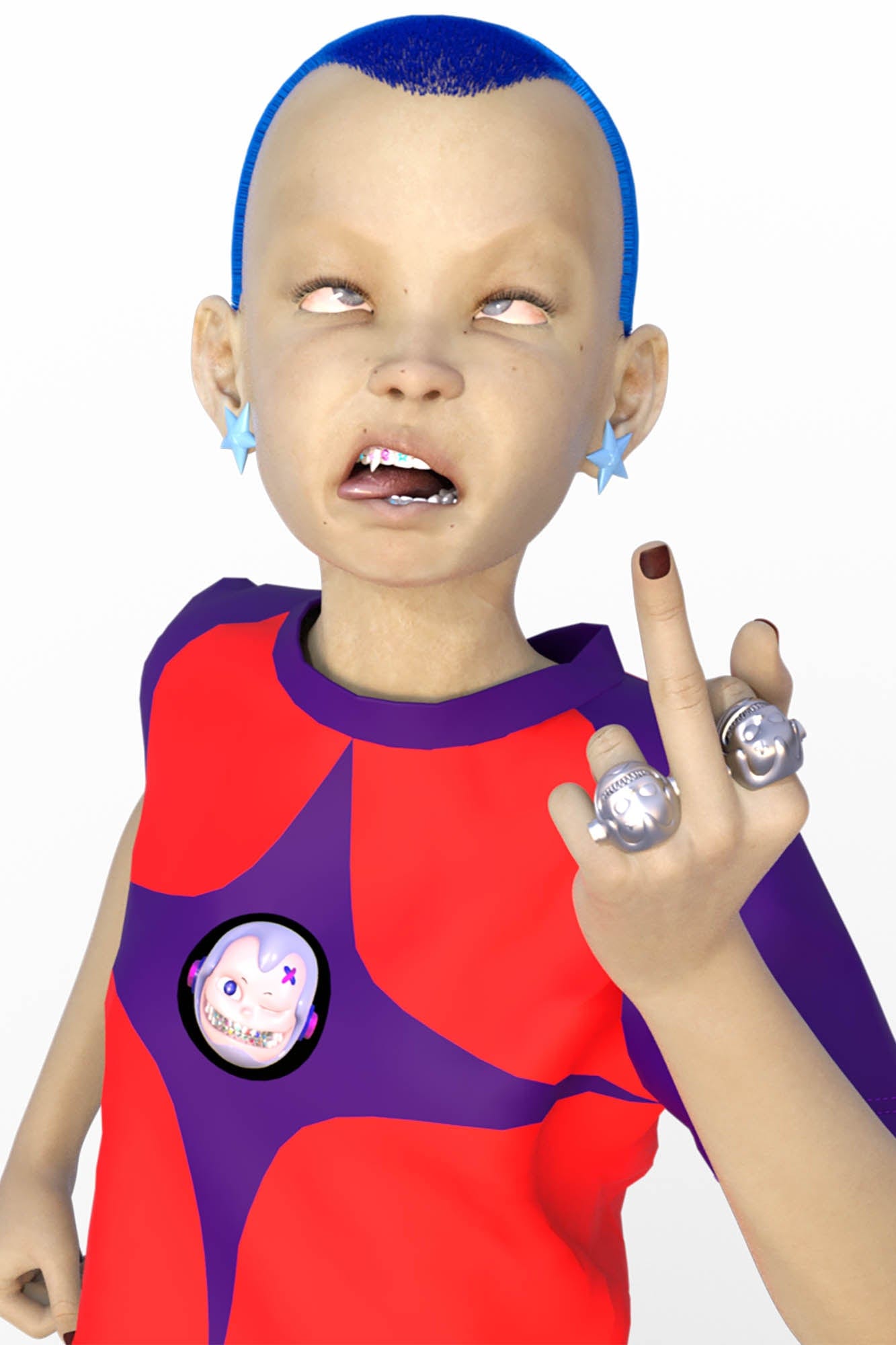 Silver Robot Skull Statement Rings