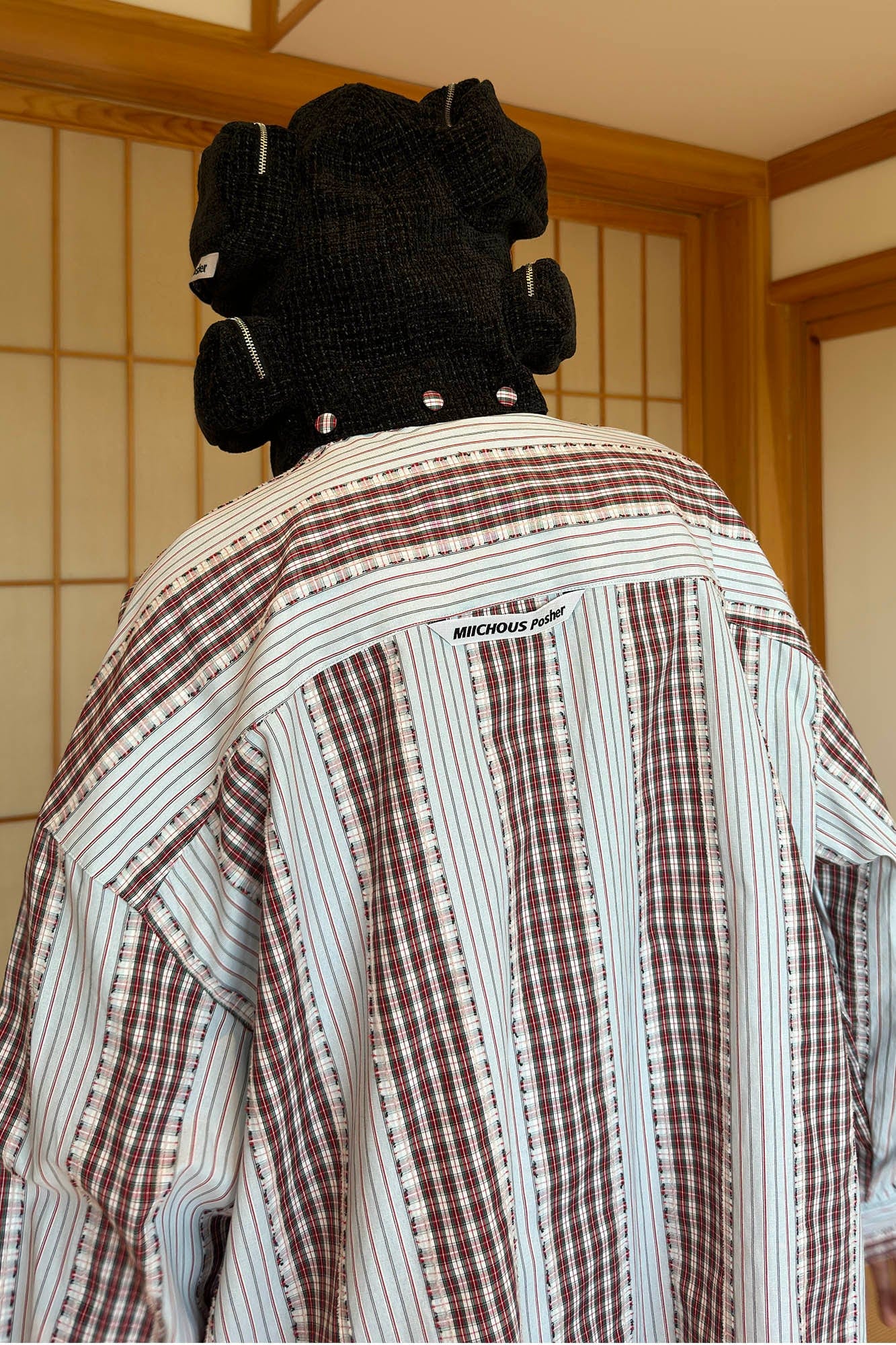 Headphone Hood Stripe Oversized Shirt