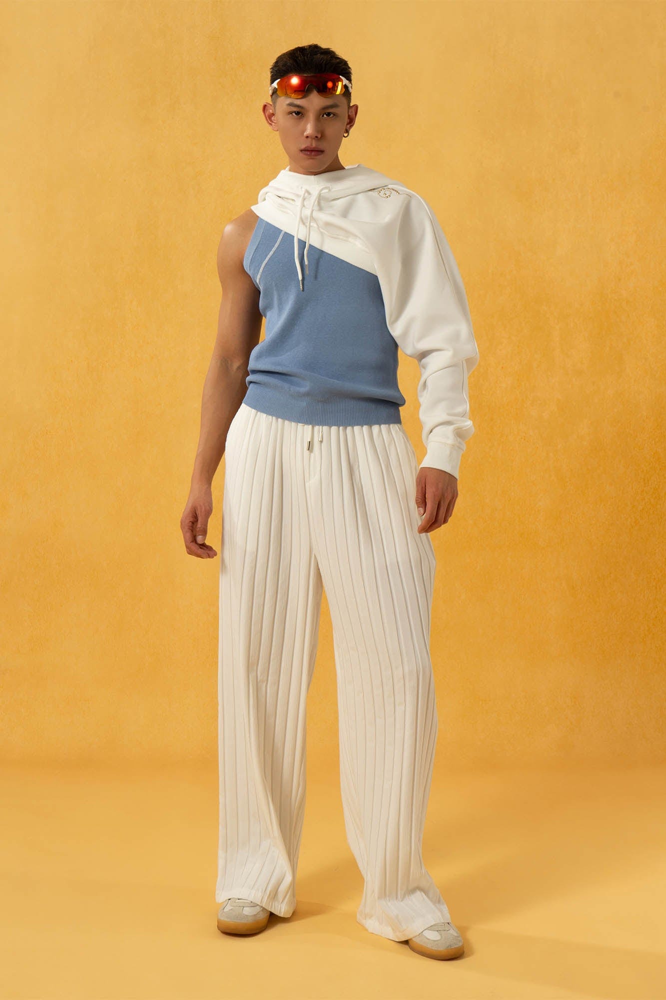 Asymmetrical Layered Top with Hoodie Sleeve