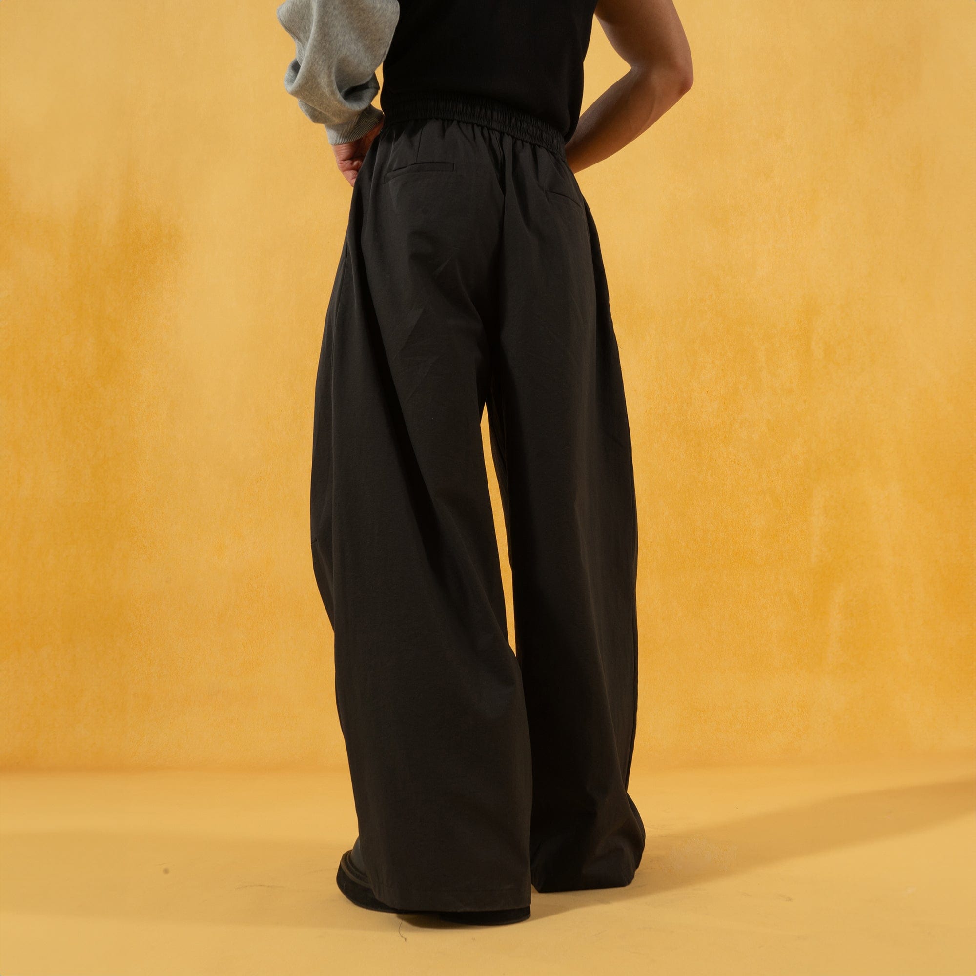 Spliced Wide-Leg Drawstring Pants