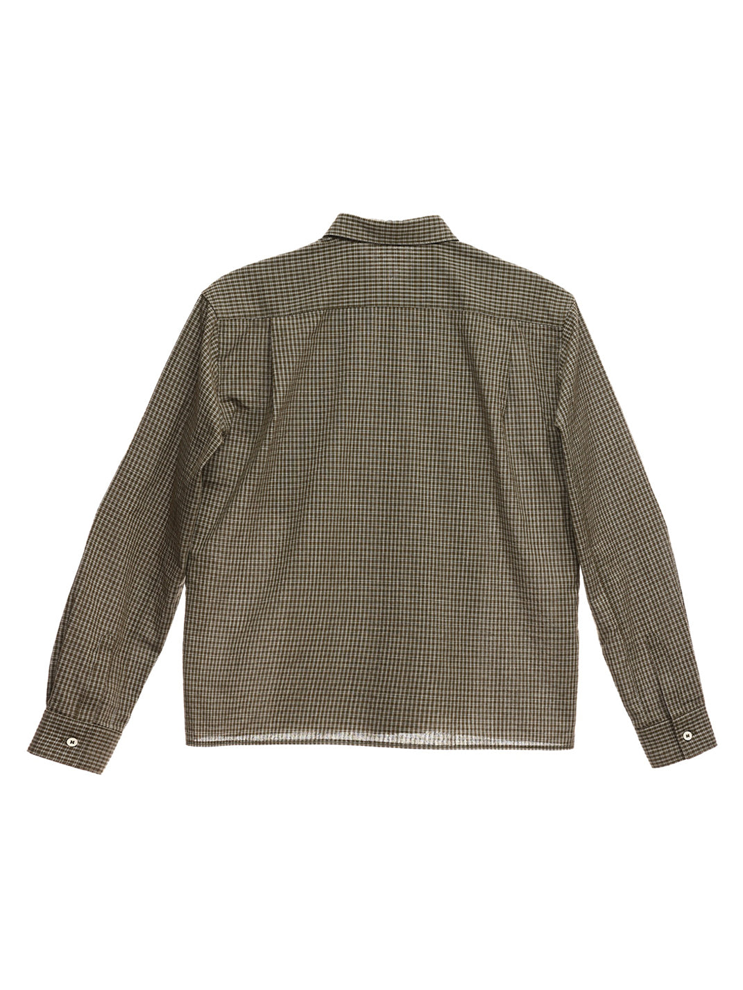 Ruffle Plaid Cotton Shirt - Olive Green