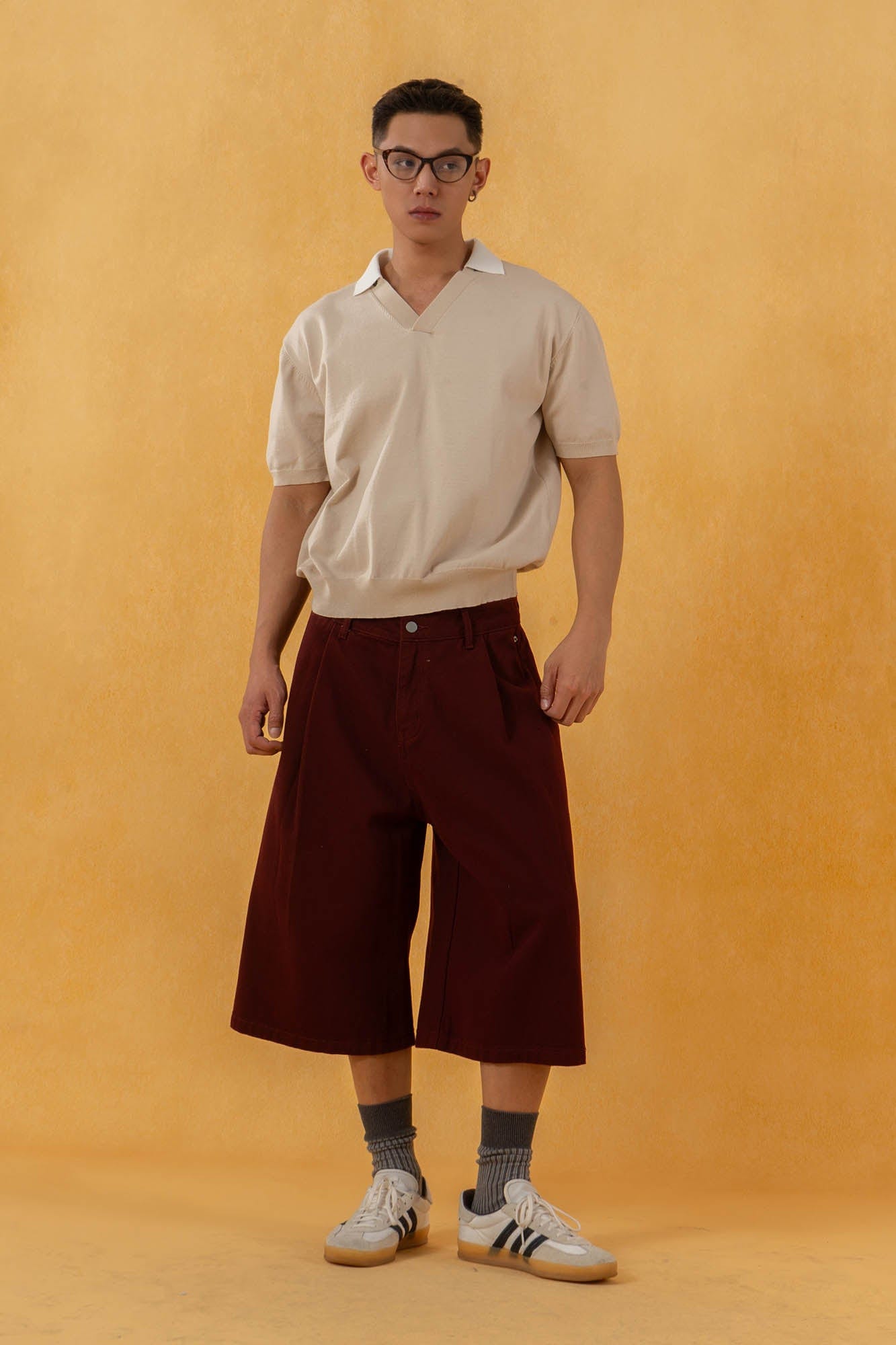 Detachable Collar Short Sleeve Knit Tee