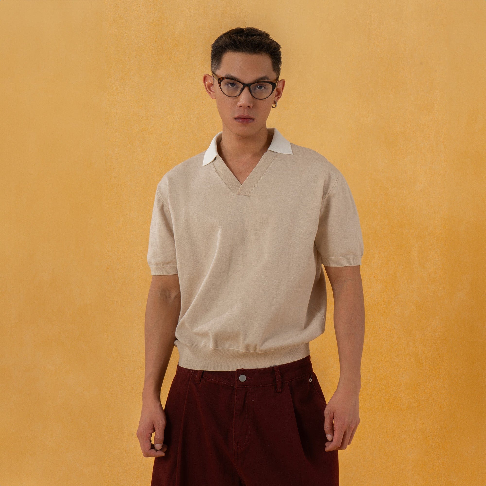 Detachable Collar Short Sleeve Knit Tee