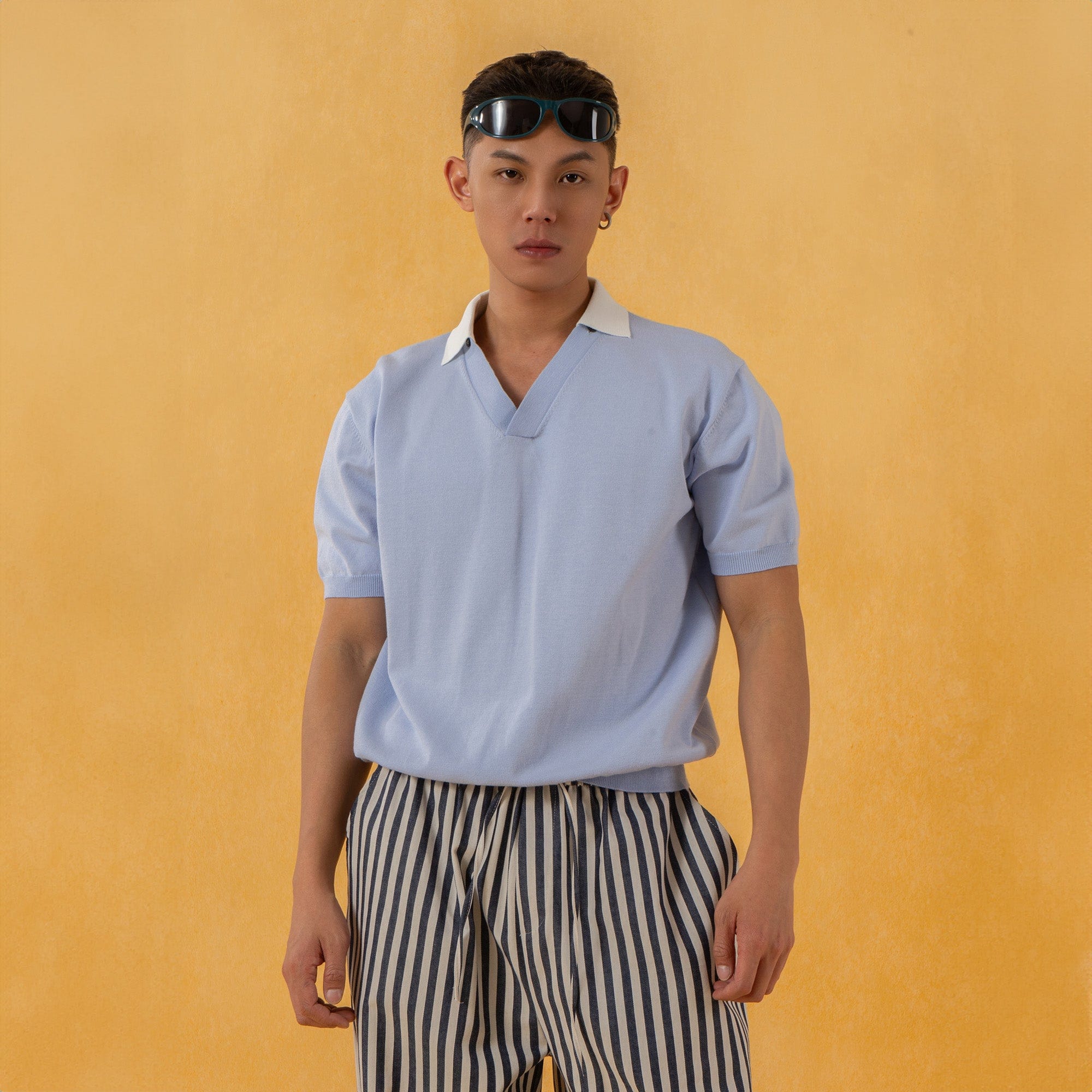 Detachable Collar Short Sleeve Knit Tee