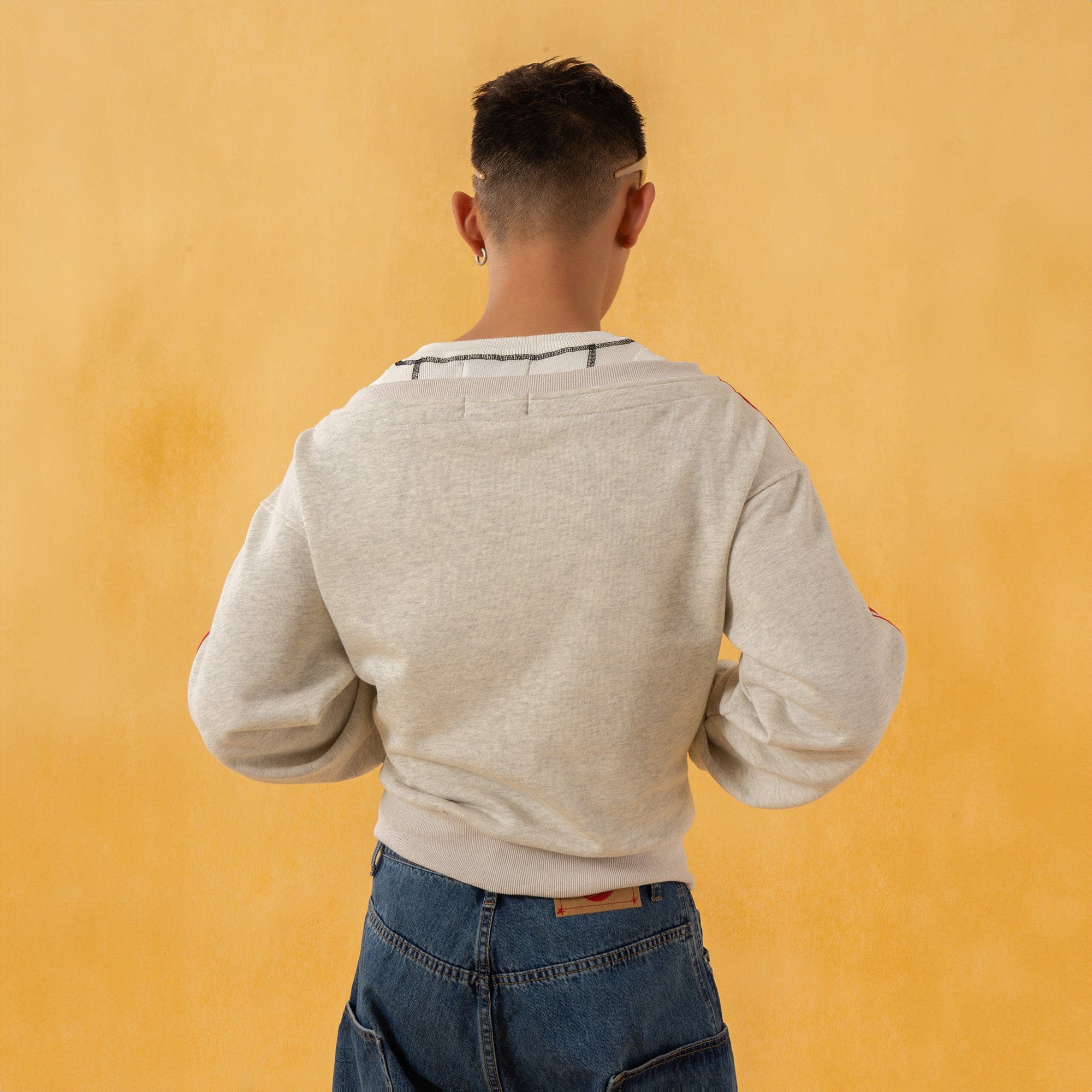 Retro Striped Sleeve Zip Sweatshirt