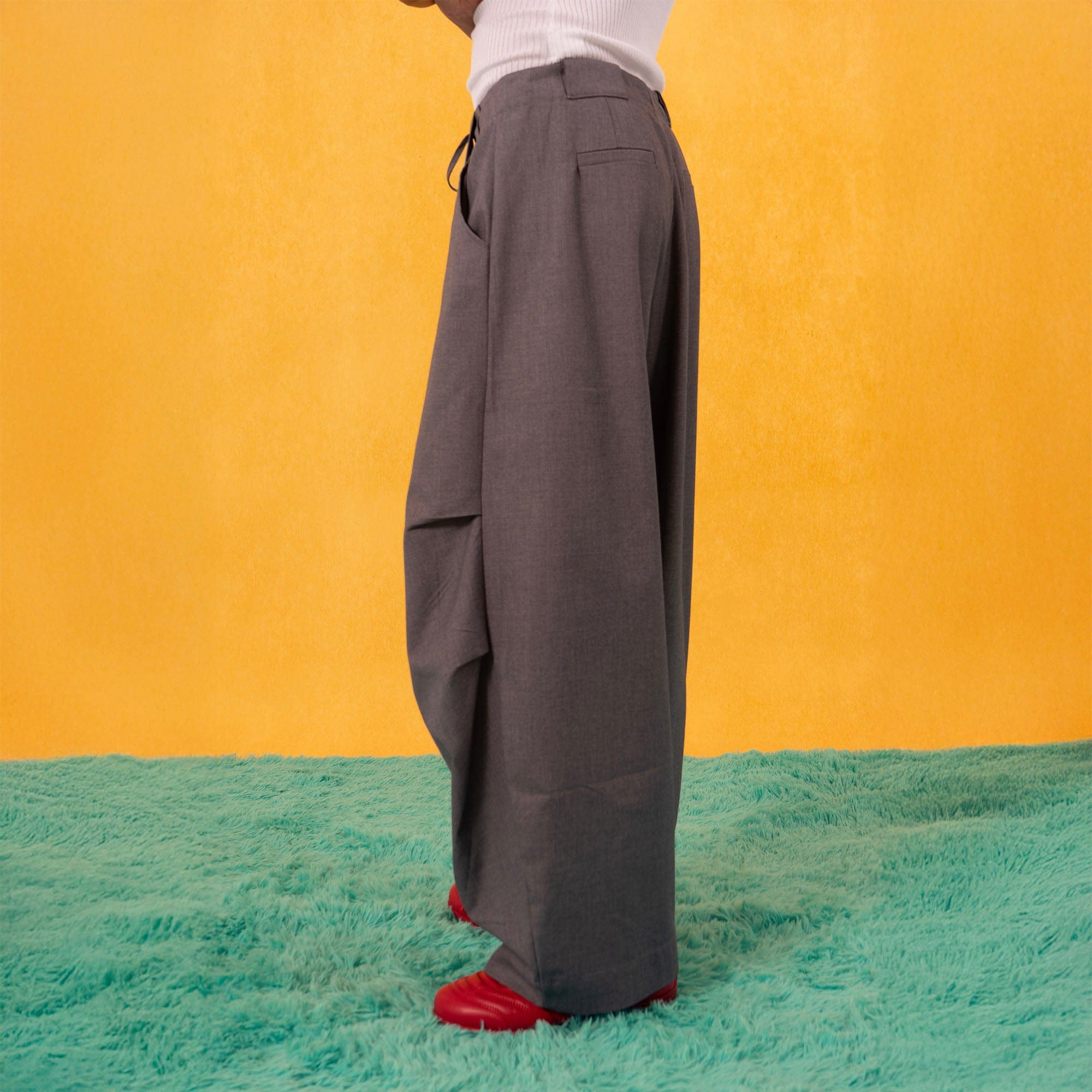 Essential Gray Pleated Wide-Leg Trousers