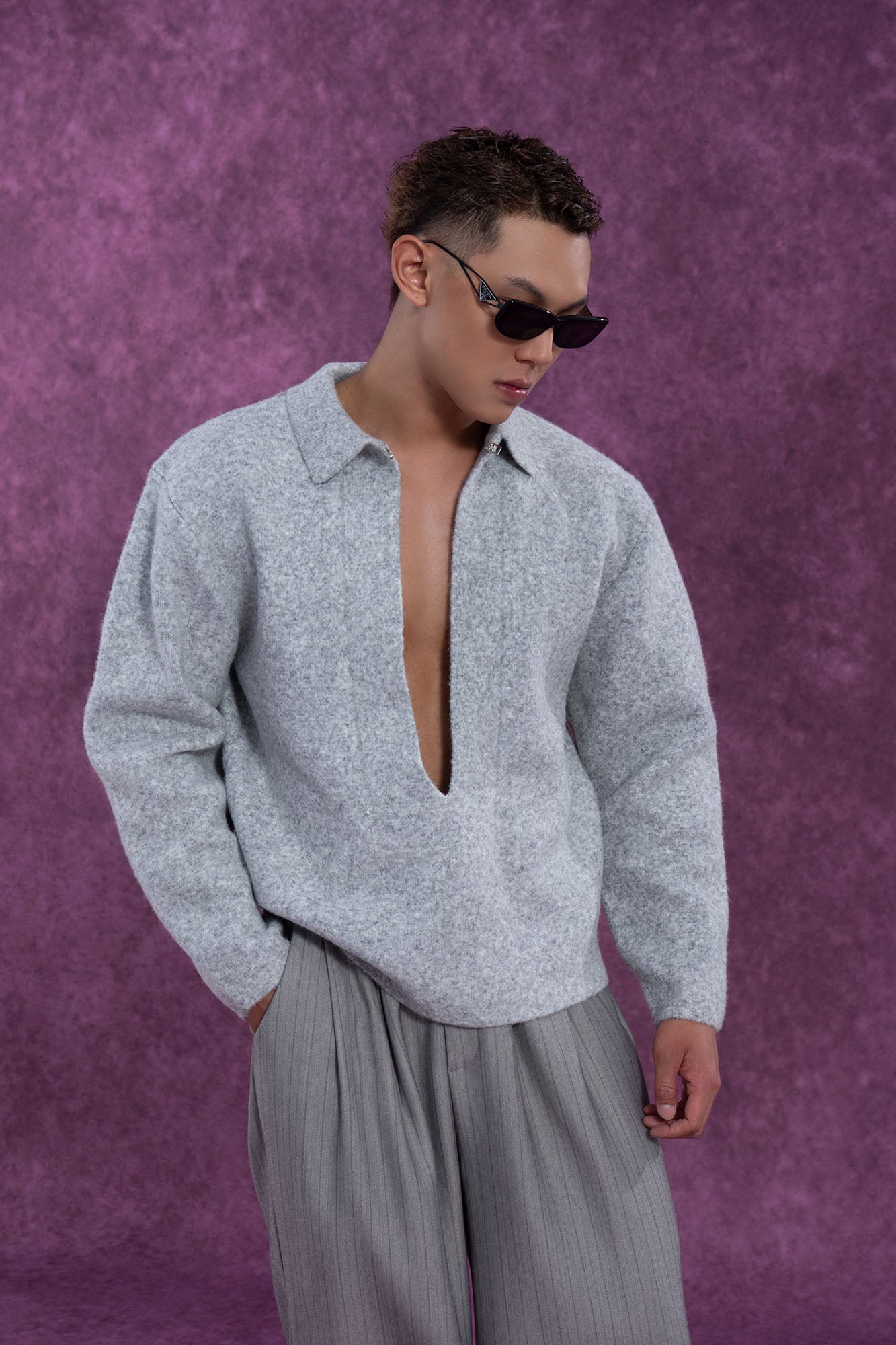 Deep V-Neck Wool Pullover