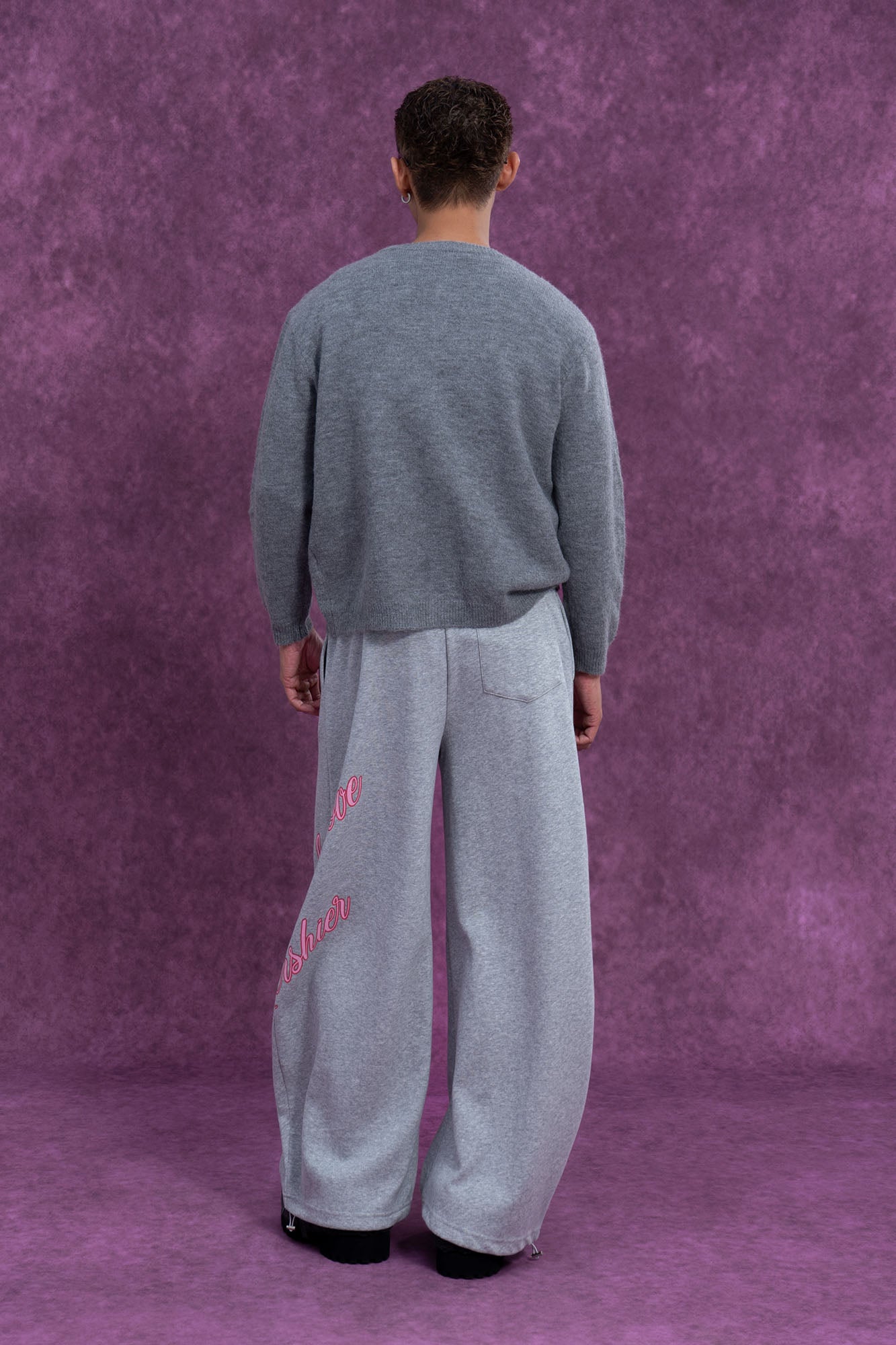 Gray Floral Line Embroidered Cardigan