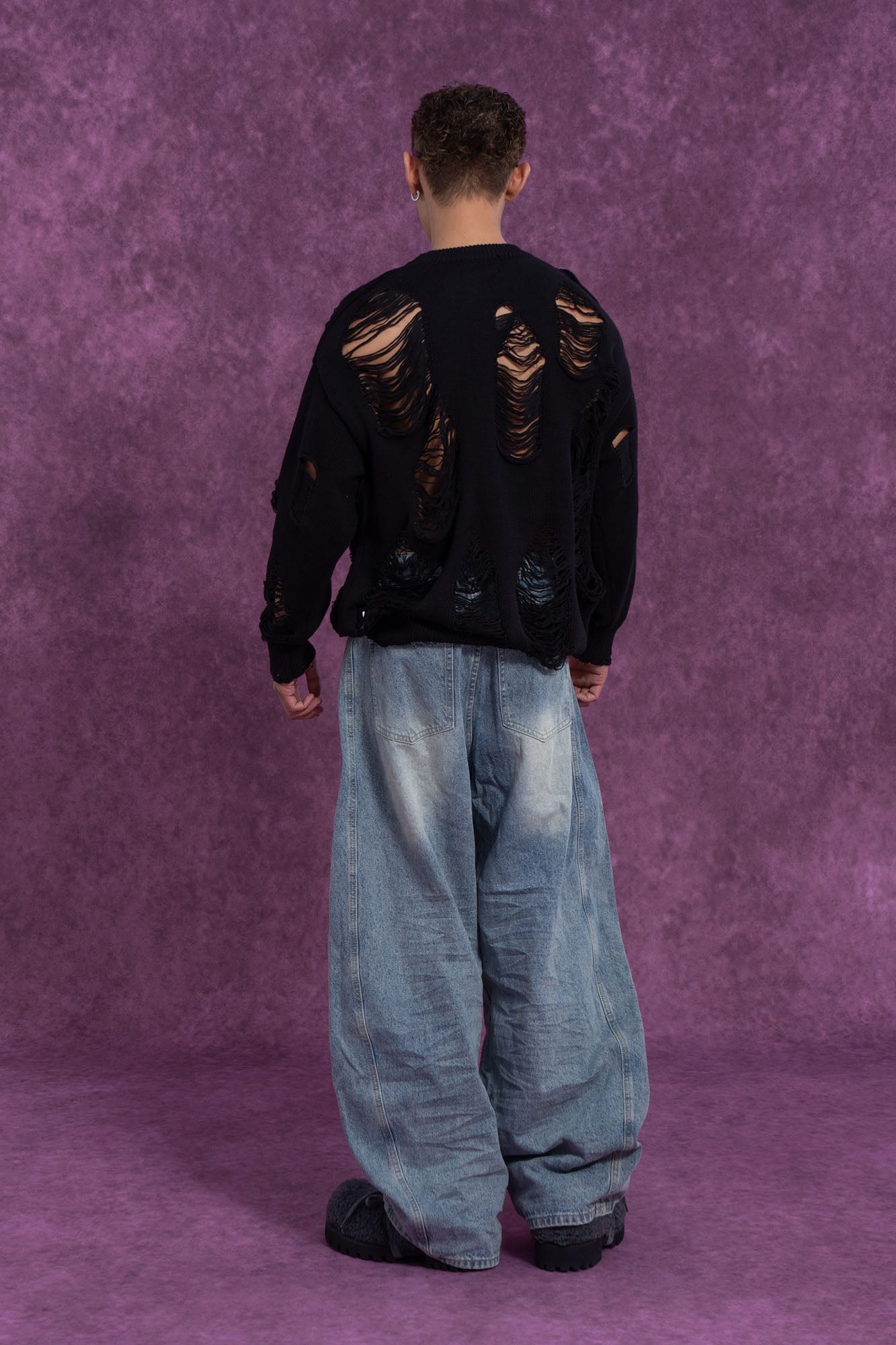 Distressed Oversized Knit Sweater