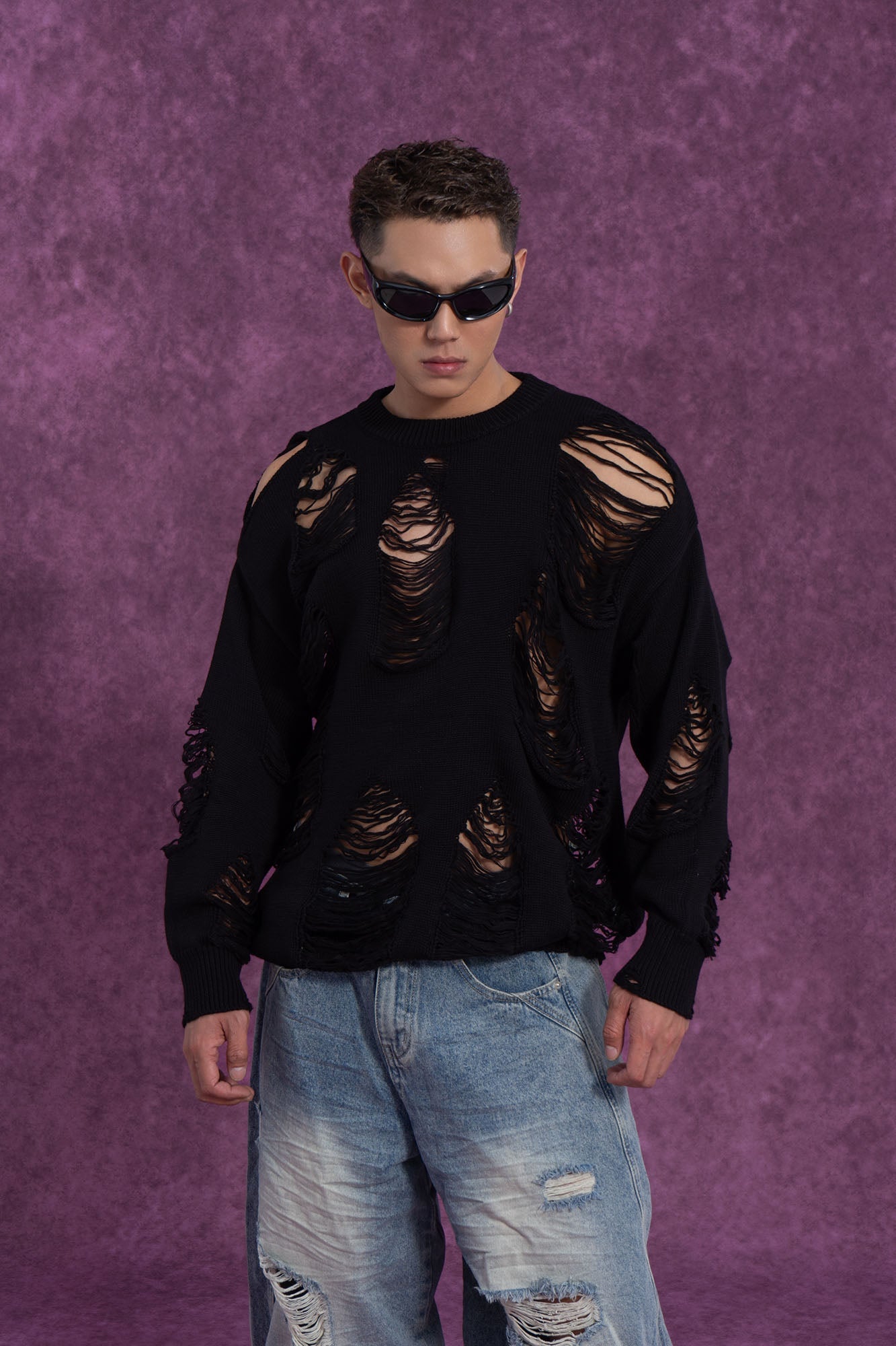 Distressed Oversized Knit Sweater