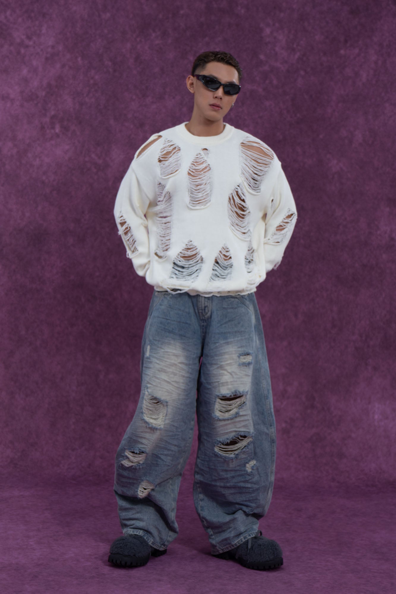 Distressed Oversized Knit Sweater