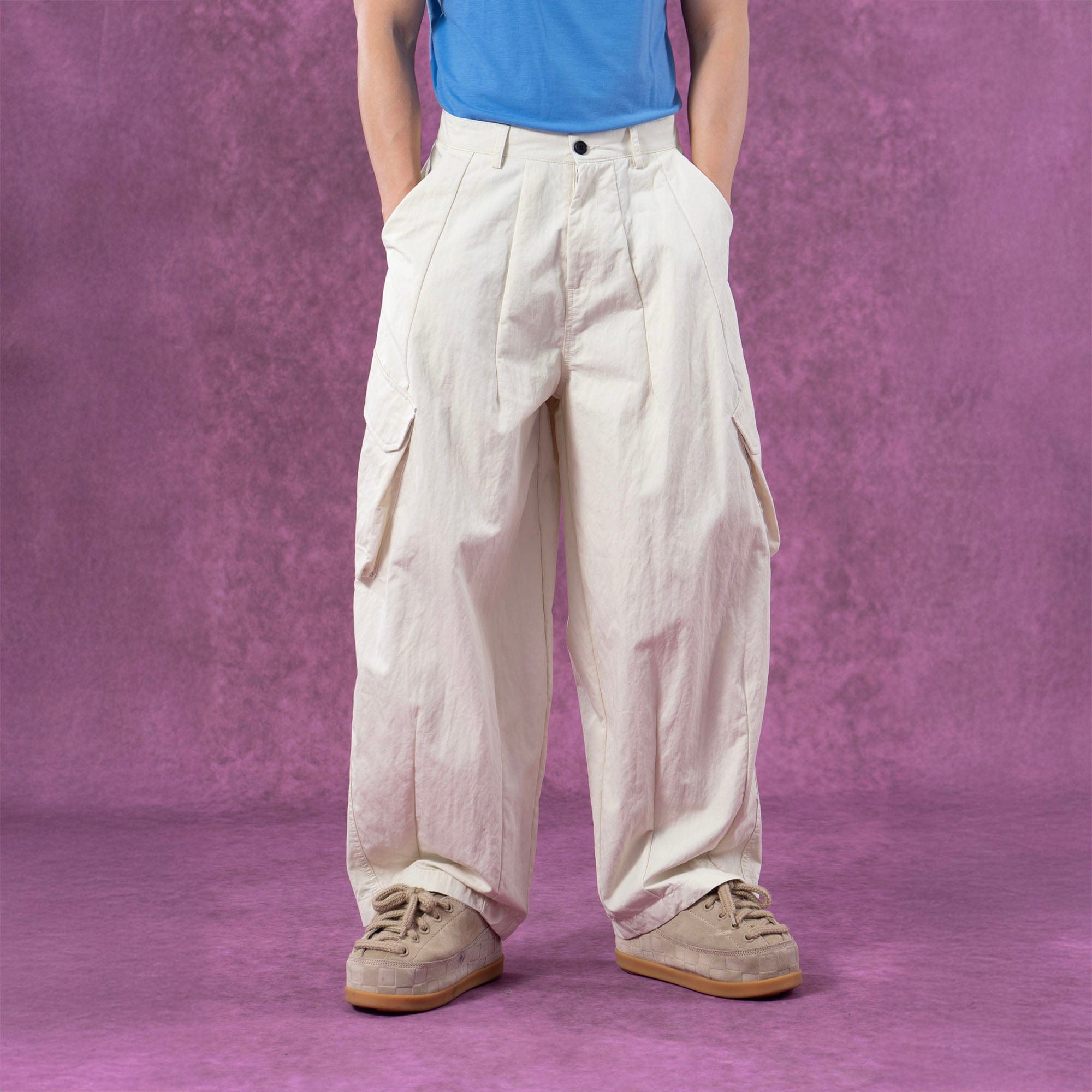 Slanted Pockets Wide-Leg Pants