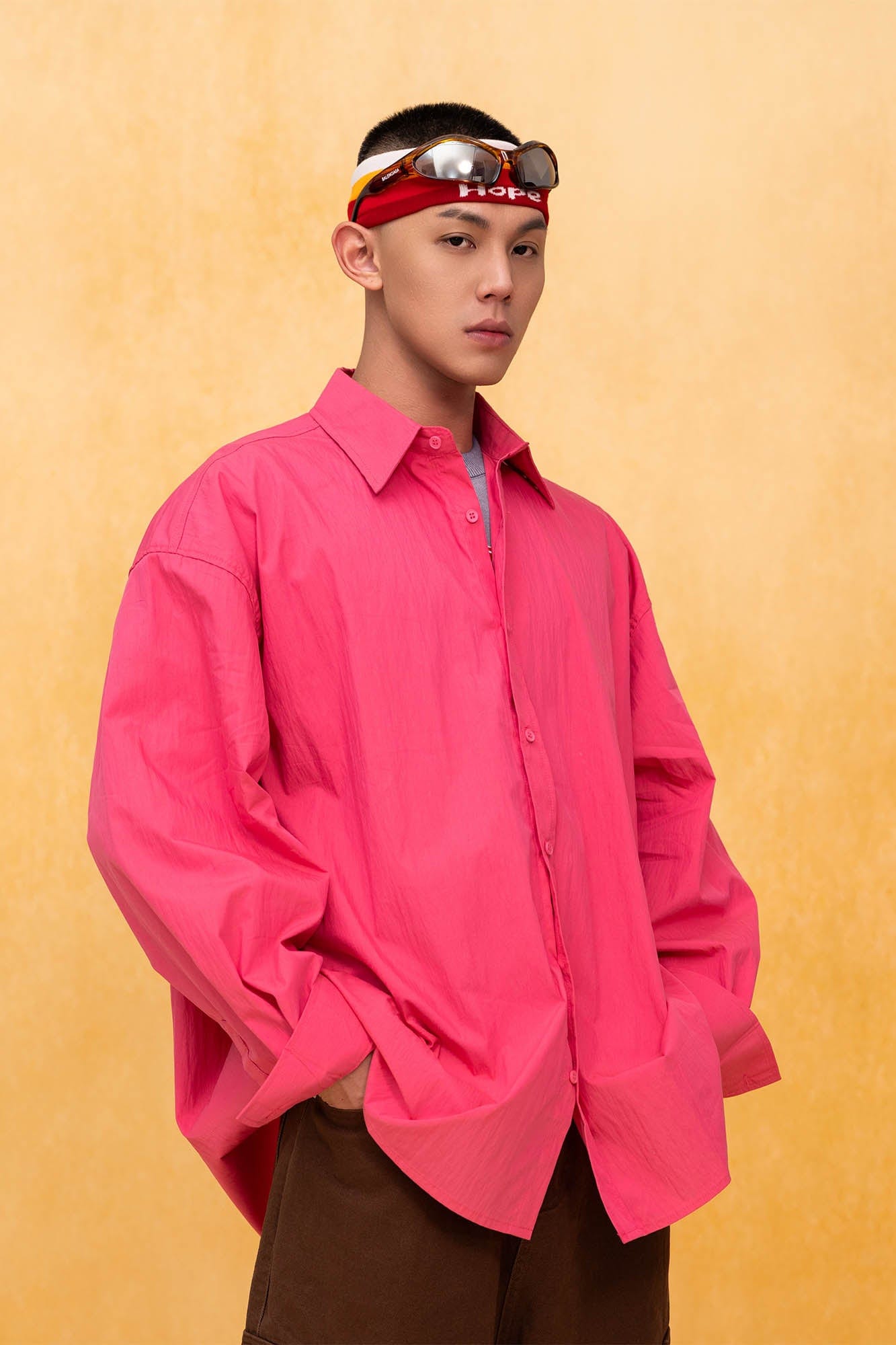 Oversized Crinkled Button-Up Shirt