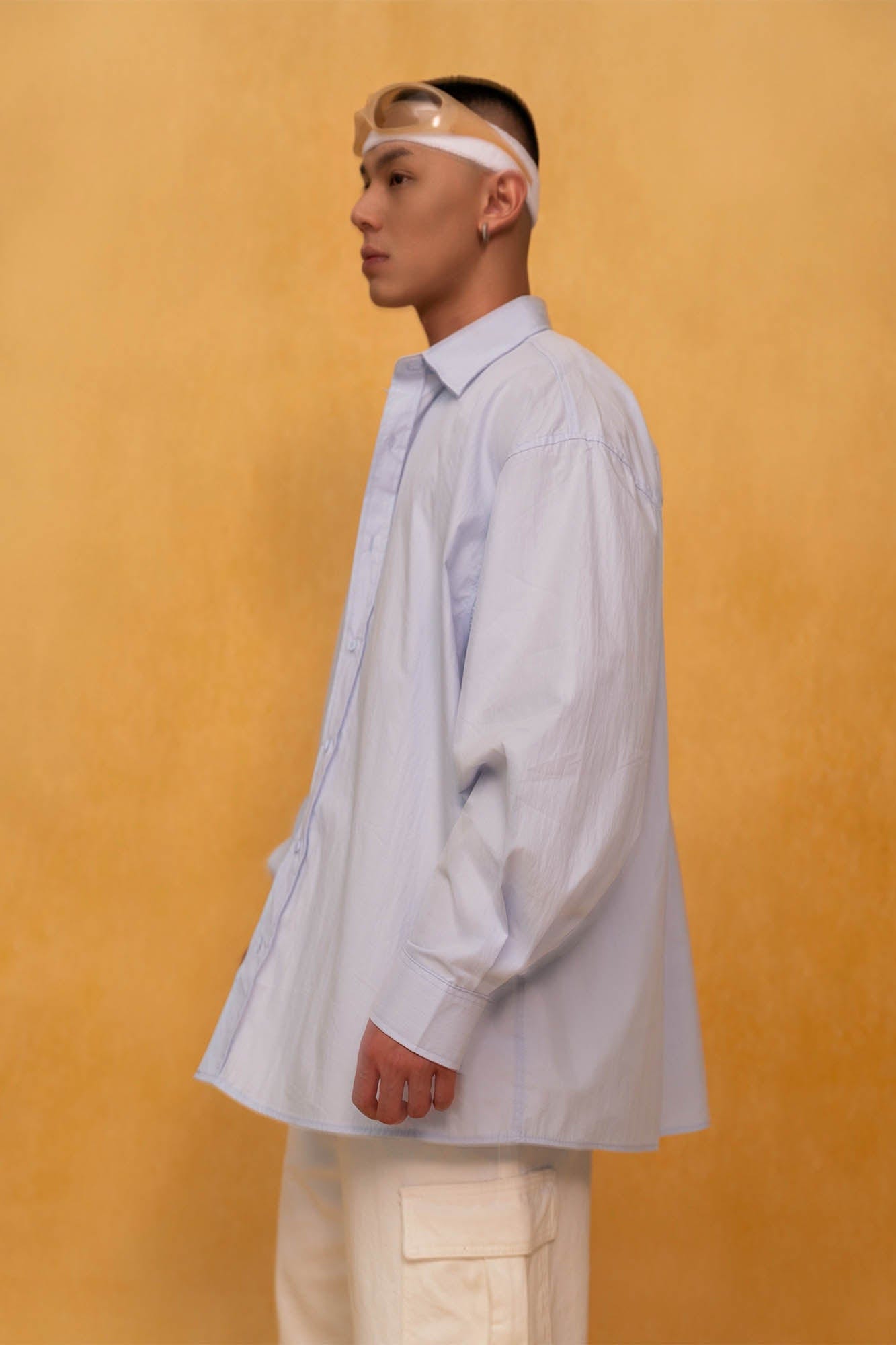 Oversized Crinkled Button-Up Shirt