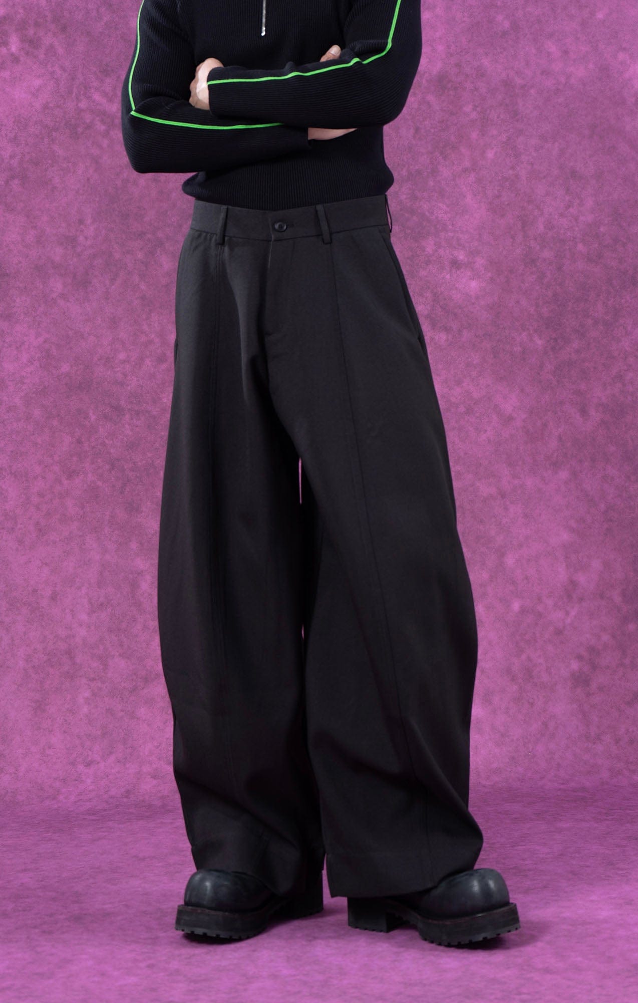 Ultra Wide-Leg Black Trousers