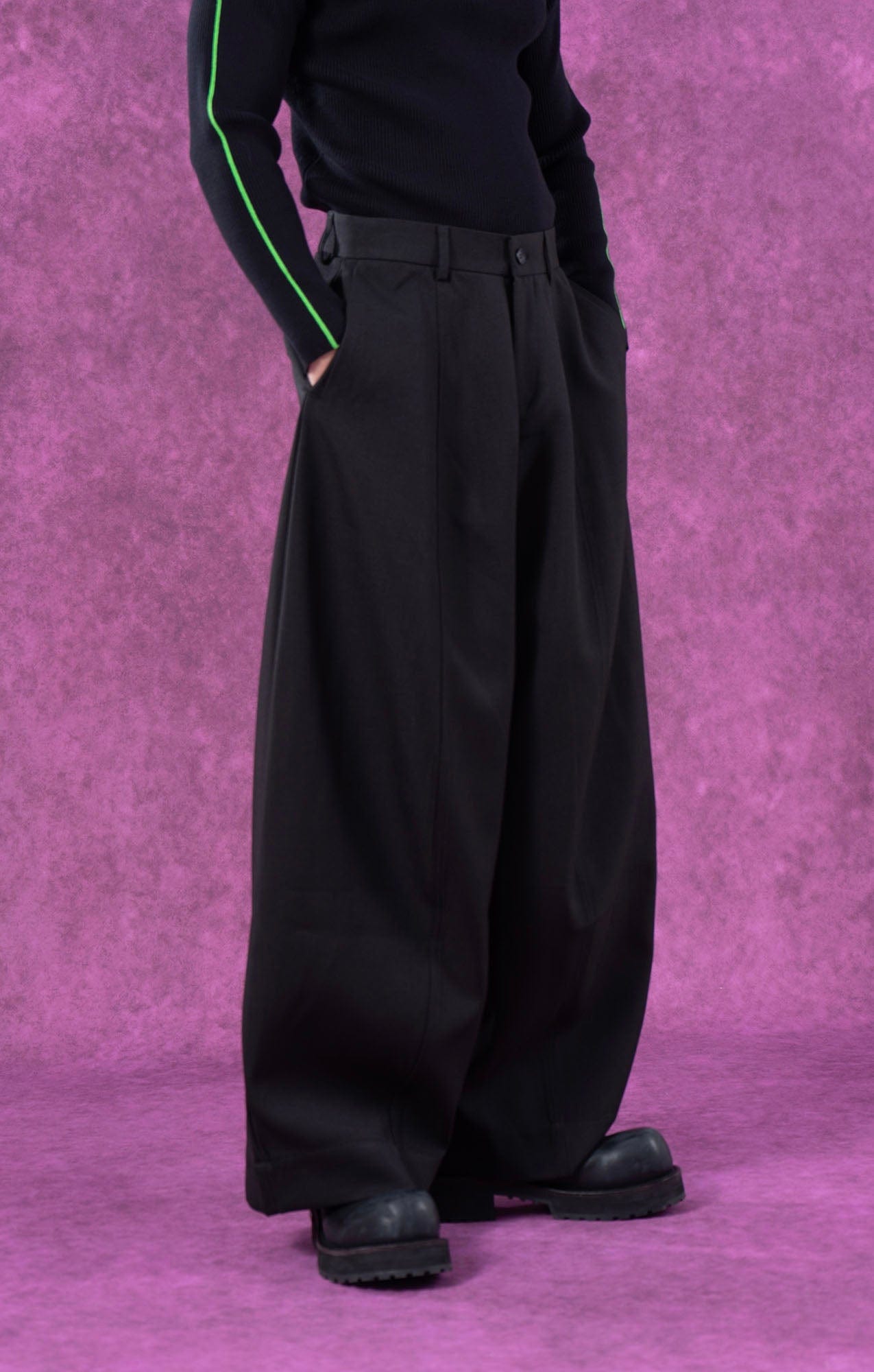 Ultra Wide-Leg Black Trousers