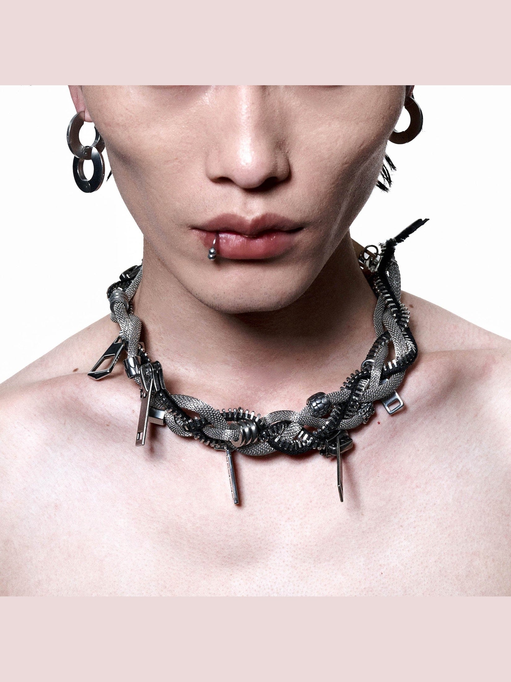 Industrial Mesh Braided Choker Necklace