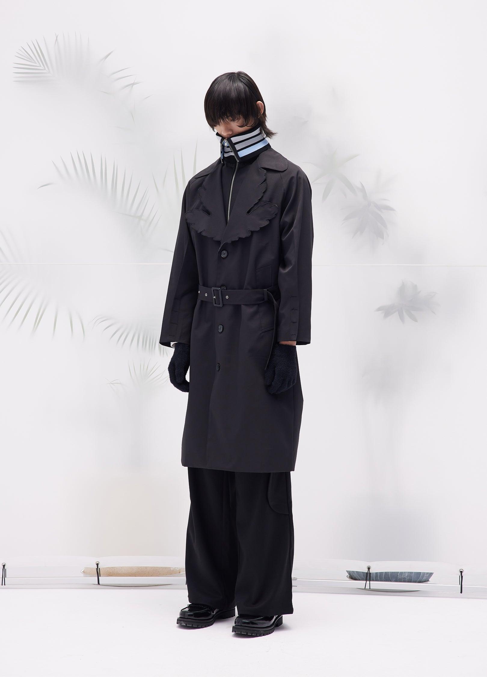 Leaf Collar Belted Overcoat - chiclara