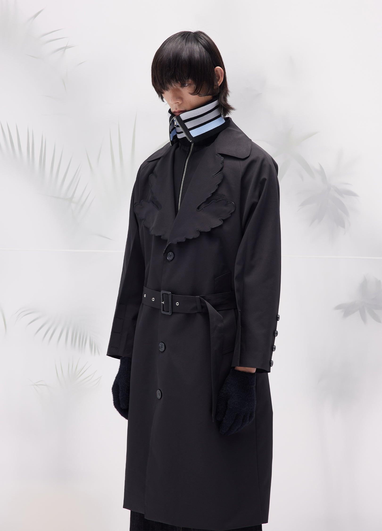 Leaf Collar Belted Overcoat - chiclara