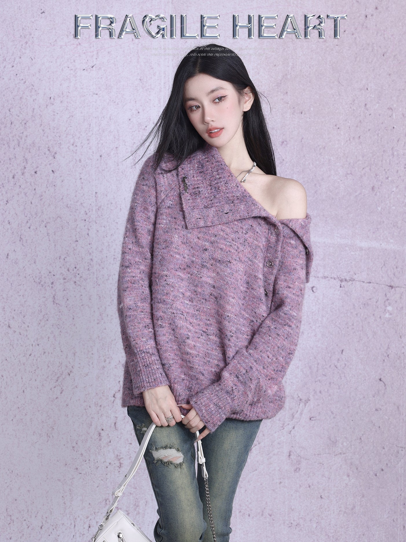 Lilac Twist Collar Sweater