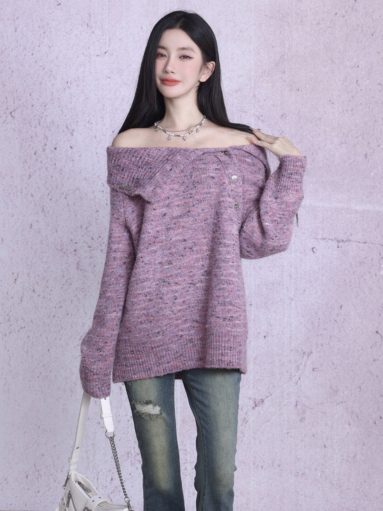 Lilac Twist Collar Sweater