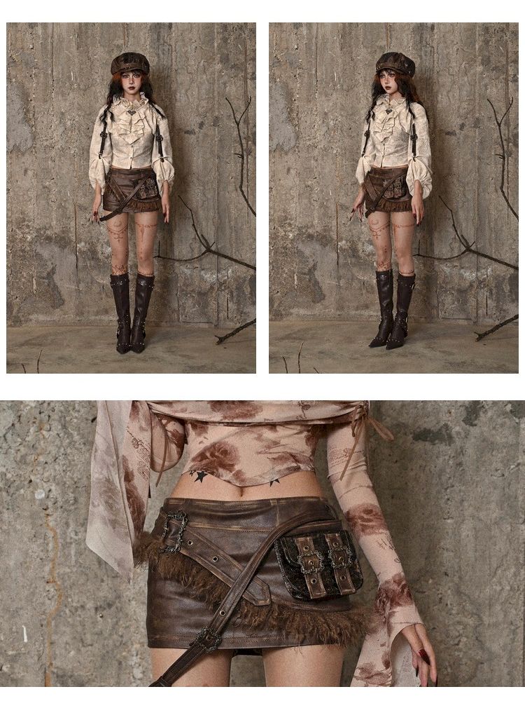 Steampunk Leather Utility Skirt