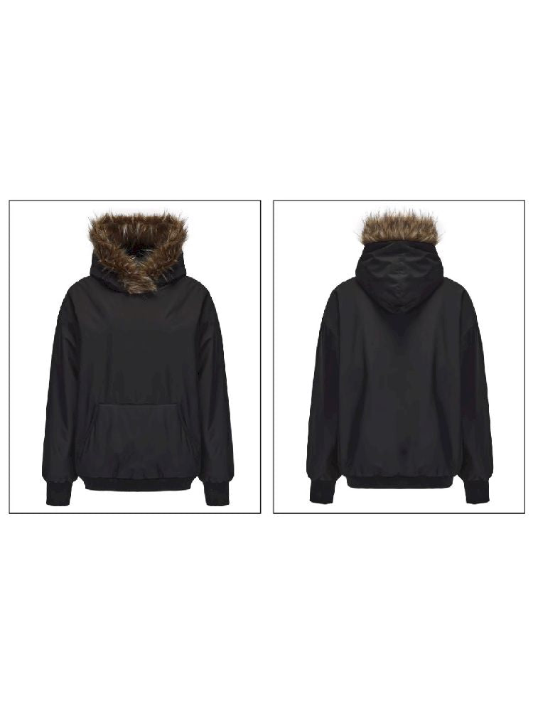 Fur-Trimmed Oversized Puffer Jacket