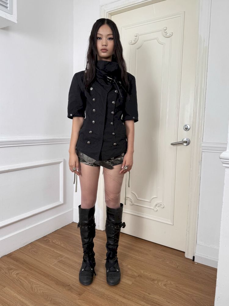 Asymmetrical Buckle Collar Jacket