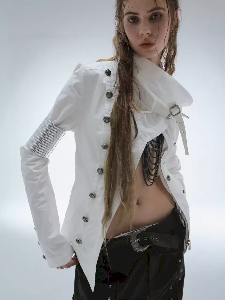 Asymmetrical Buckle Collar Jacket