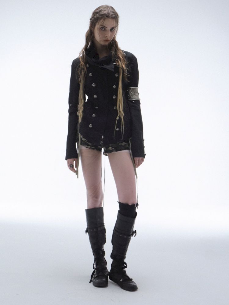 Asymmetrical Buckle Collar Jacket