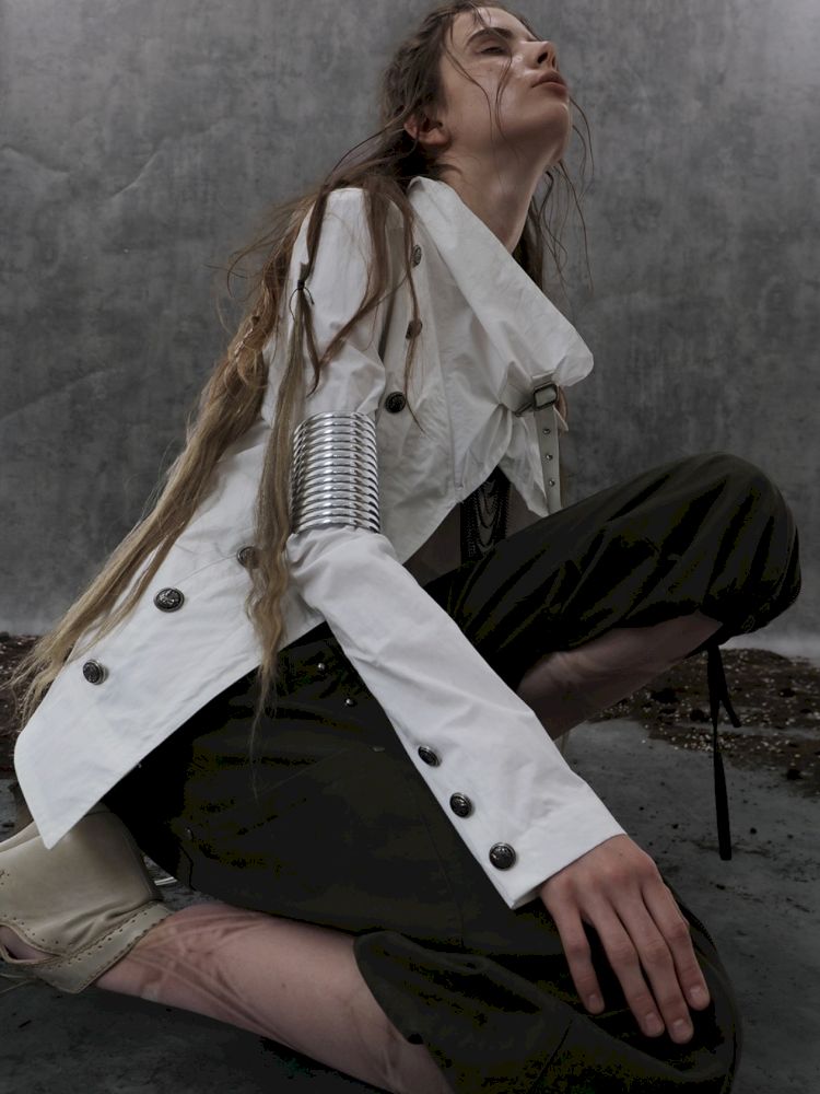 Asymmetrical Buckle Collar Jacket