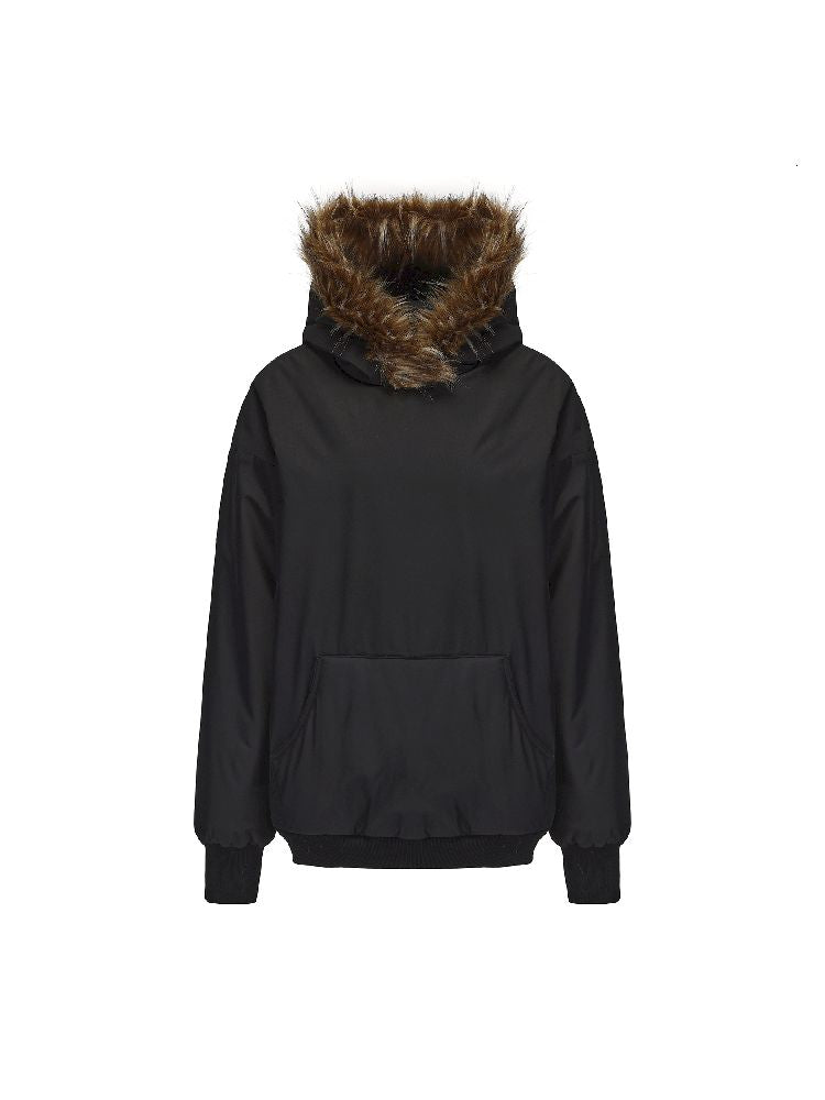 Fur-Trimmed Oversized Puffer Jacket