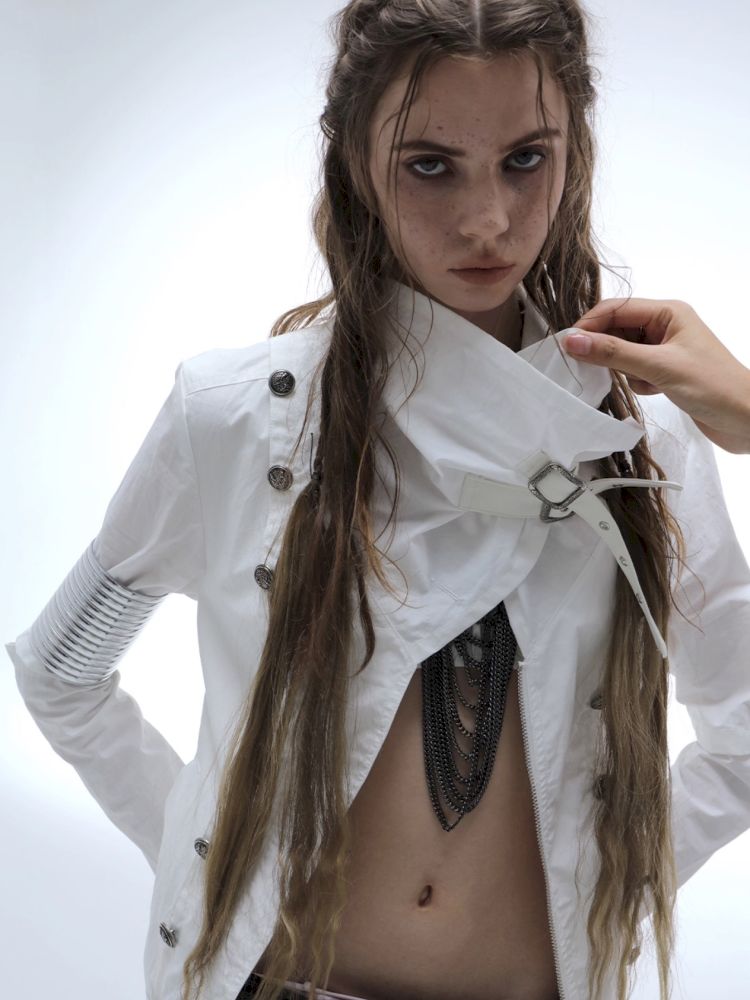 Asymmetrical Buckle Collar Jacket