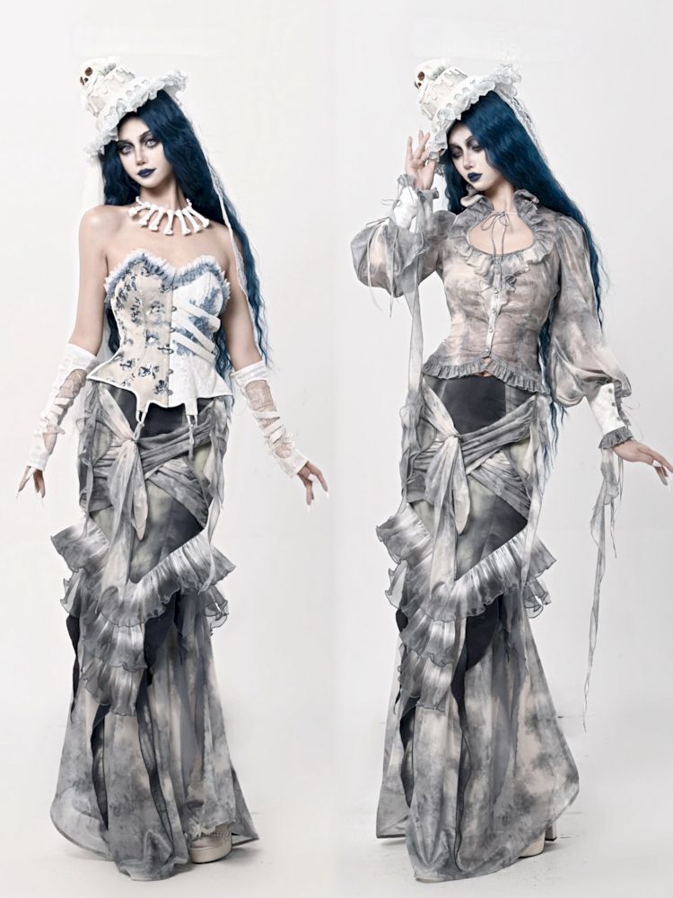 Ethereal Gothic Mermaid-Style Skirt