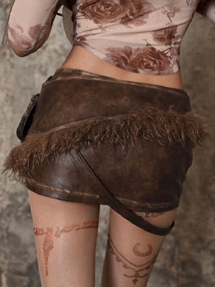 Steampunk Leather Utility Skirt