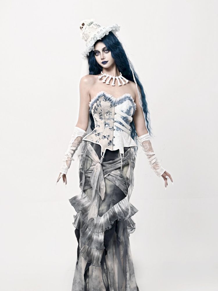 Ethereal Gothic Mermaid-Style Skirt