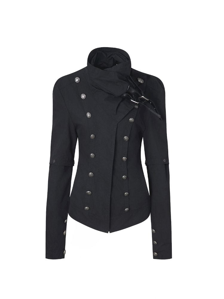 Asymmetrical Buckle Collar Jacket | Chiclara