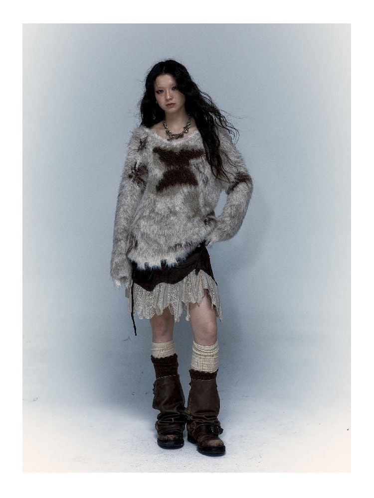 Faux Fur Grunge Sweater