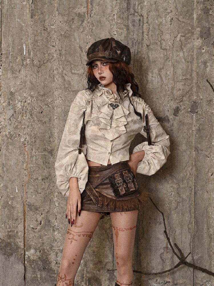 Steampunk Leather Utility Skirt