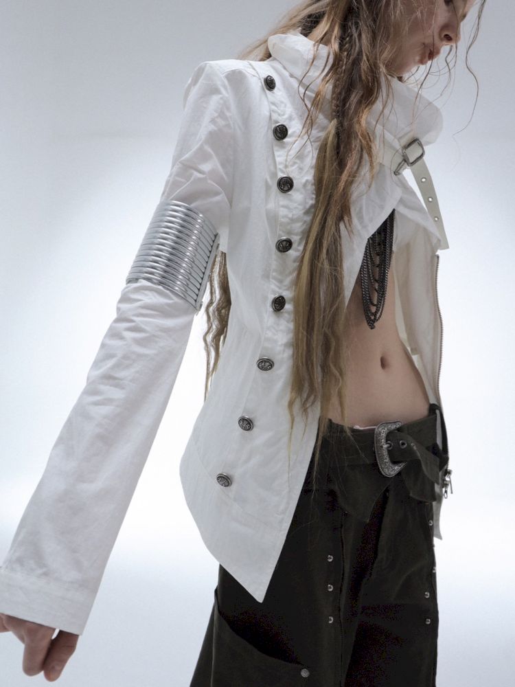 Asymmetrical Buckle Collar Jacket