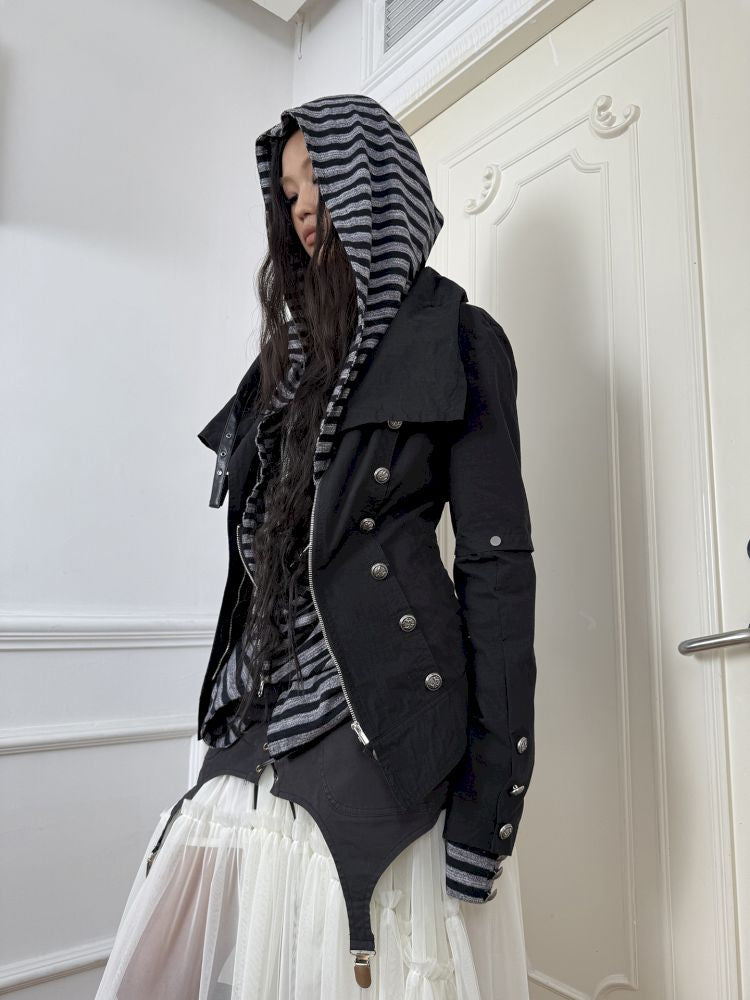 Asymmetrical Buckle Collar Jacket