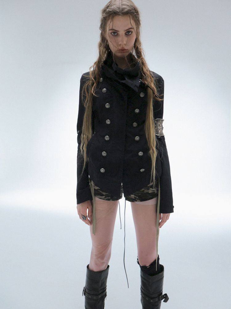 Asymmetrical Buckle Collar Jacket