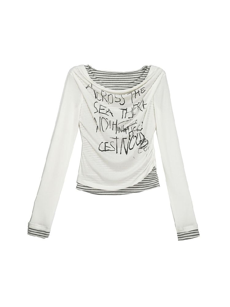 Graffiti Layered Long Sleeve Top