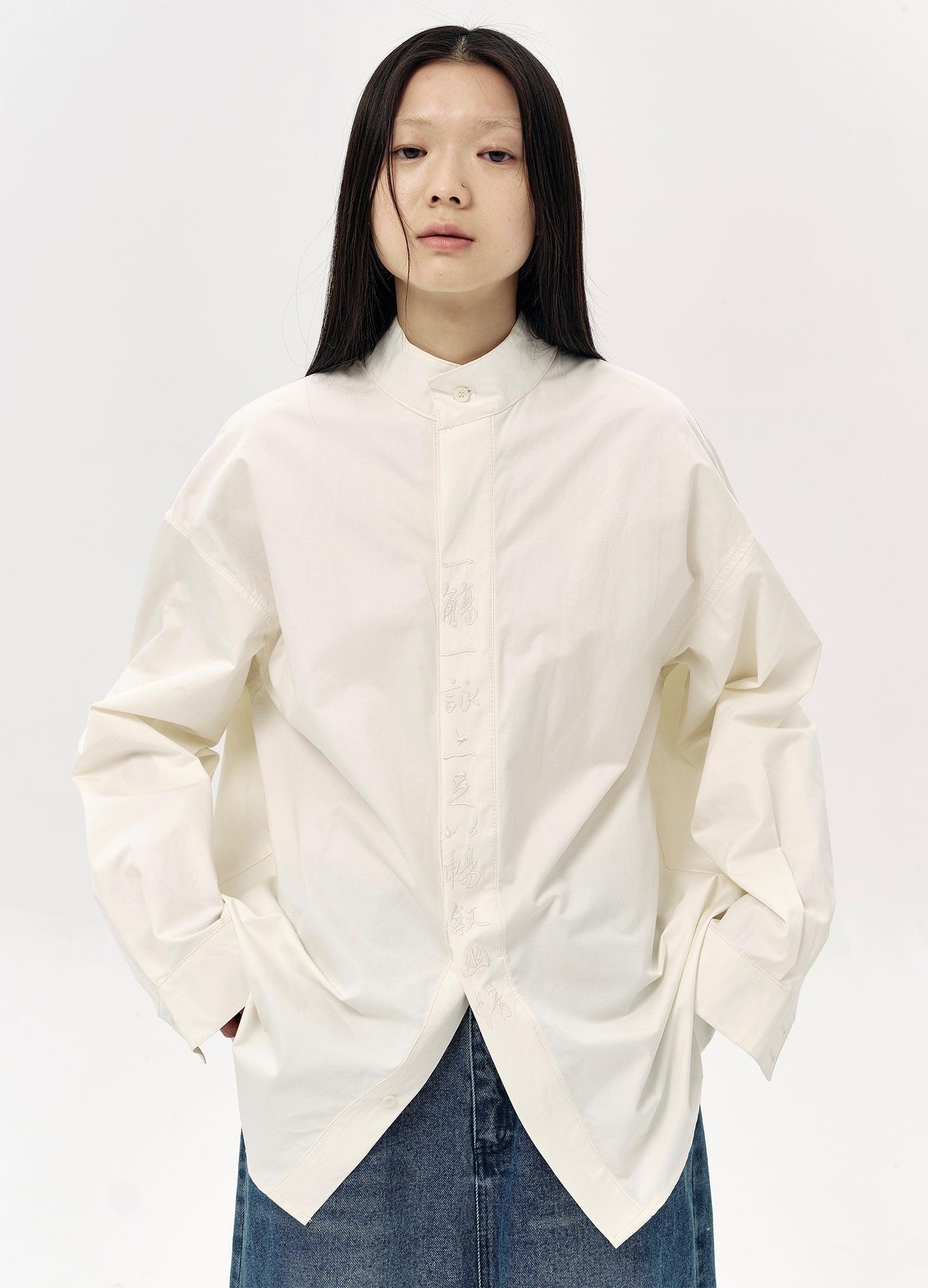 Artistic Embroidered Oversized Shirt - chiclara