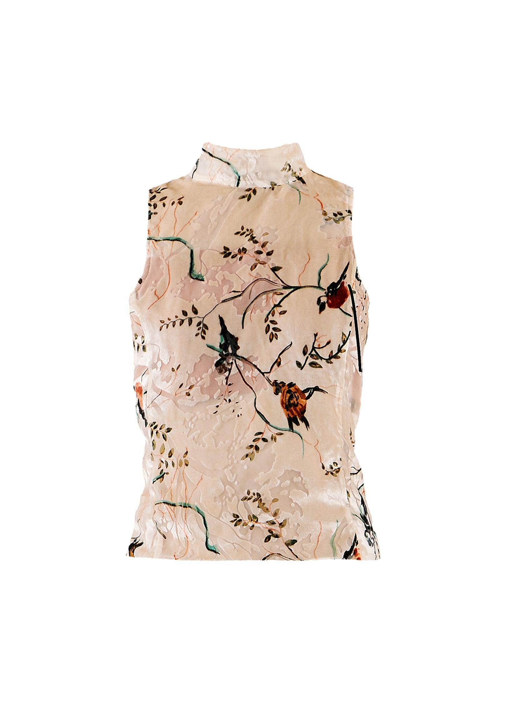 Elegant Floral Mock Neck Top - chiclara
