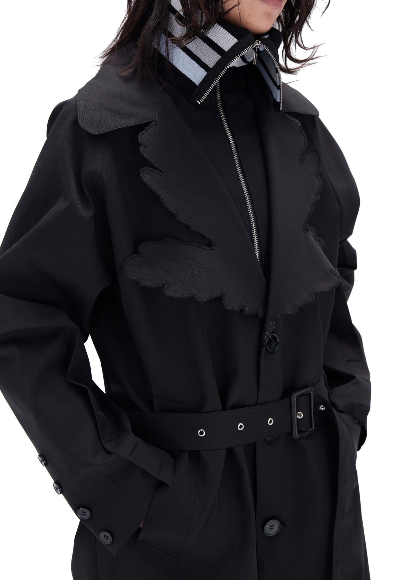 Leaf Collar Belted Overcoat - chiclara