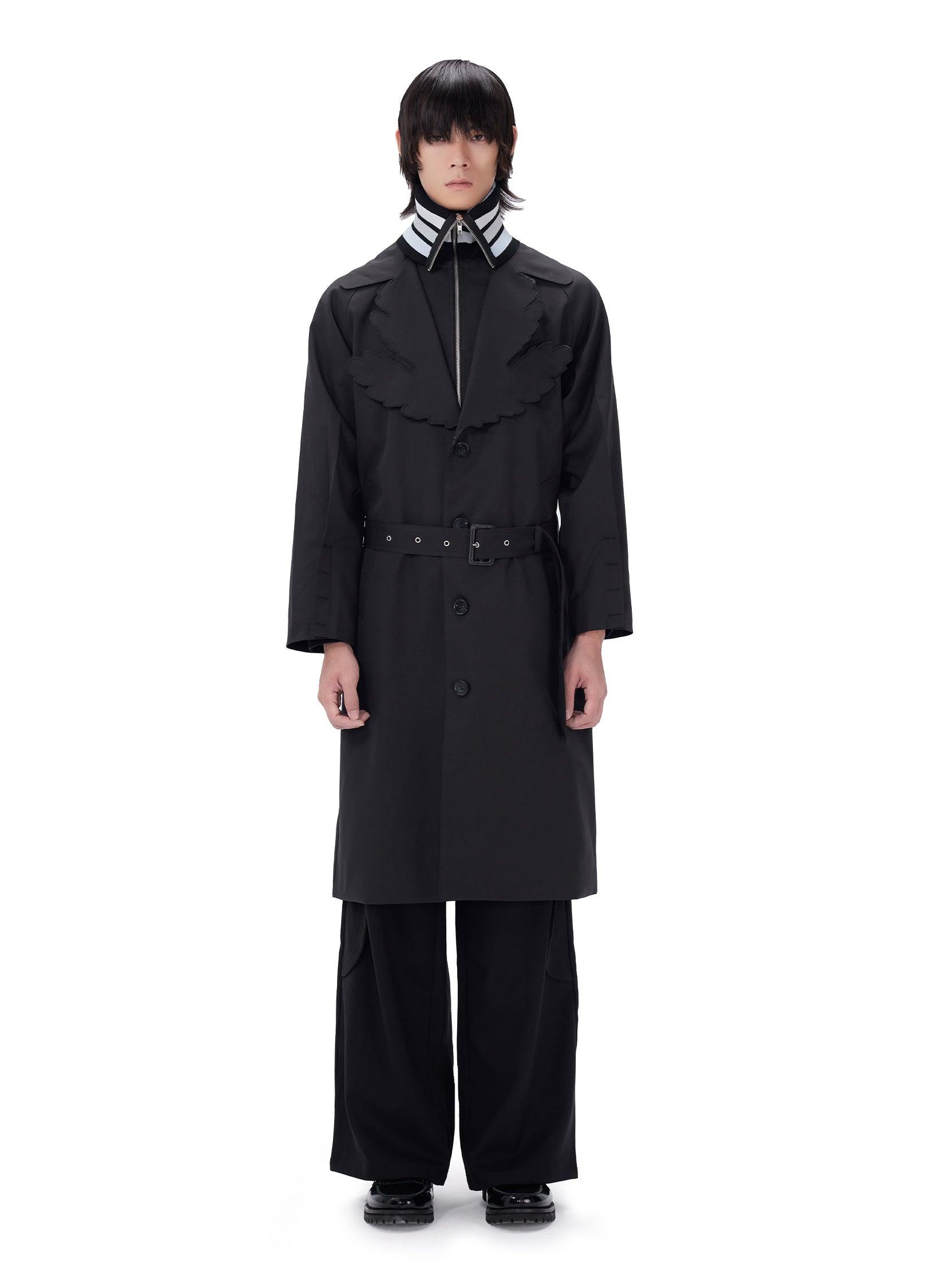 Leaf Collar Belted Overcoat - chiclara