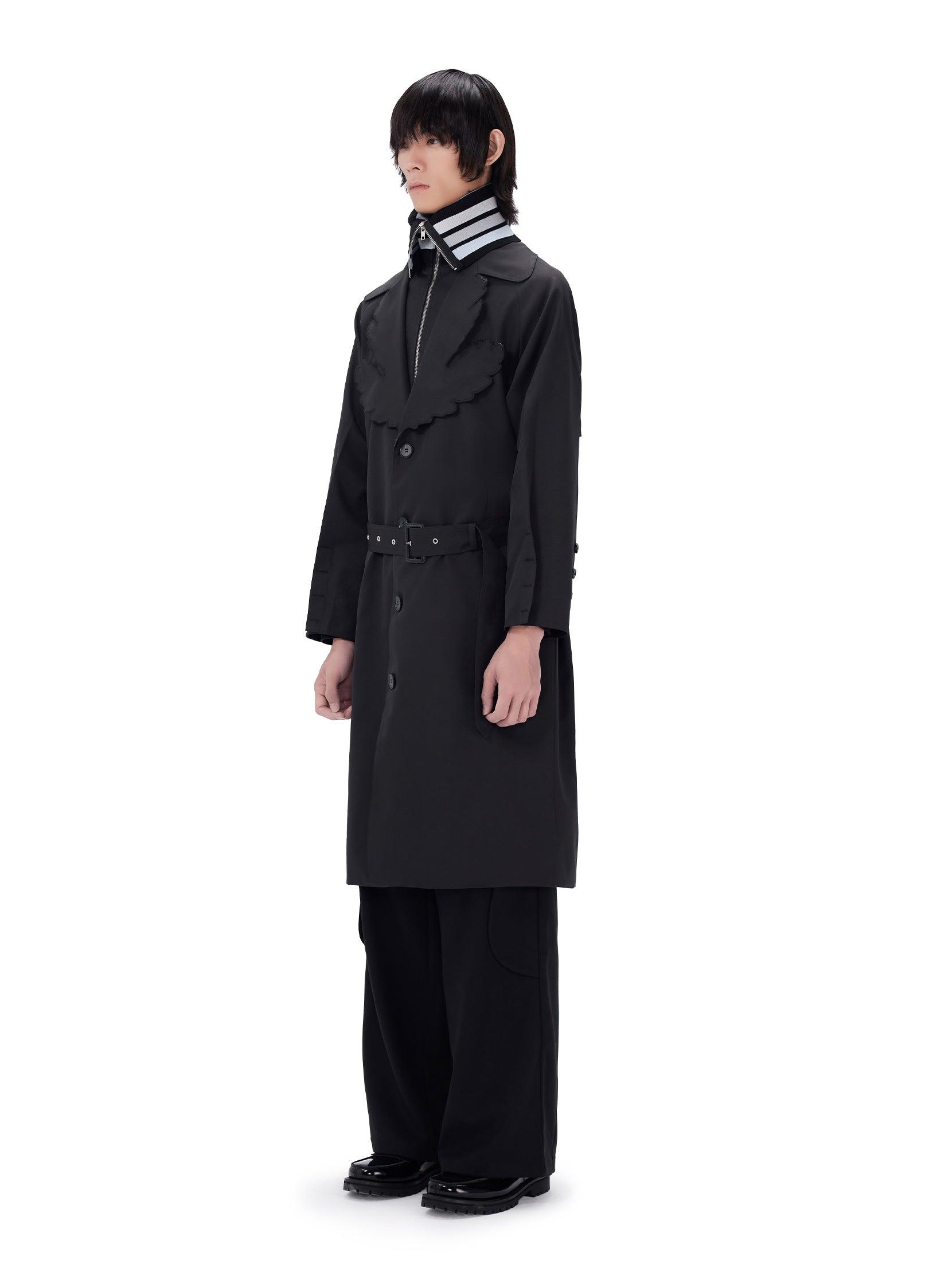 Leaf Collar Belted Overcoat - chiclara